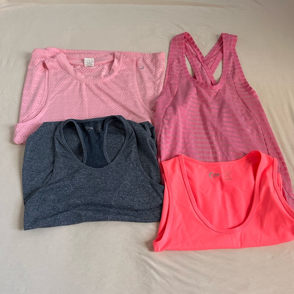 Bundle of 4 ZYIA Tanks - Pink, Coral, Blue